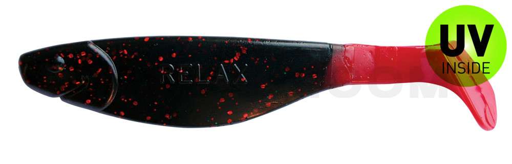 Kopyto-River 4" (ca. 11,0 cm) schwarz-rot-glitter / red tail
