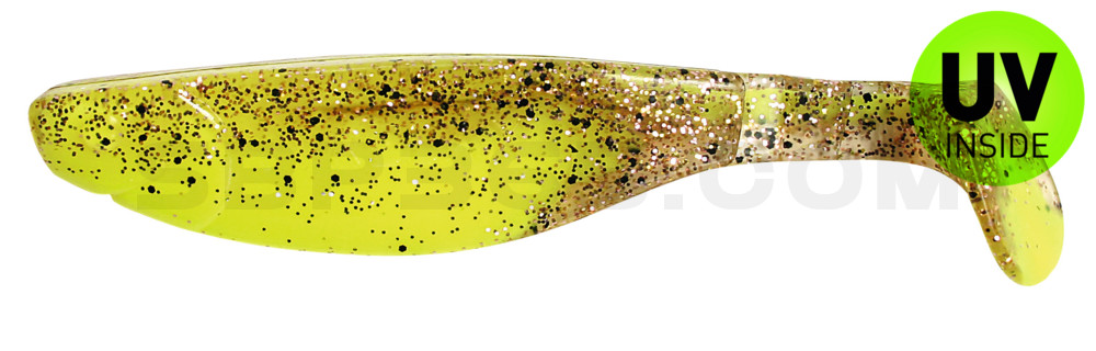 Kopyto-River 5" (ca. 13,0 cm) fluogelb  / klar kupfer, schwarz Glitter