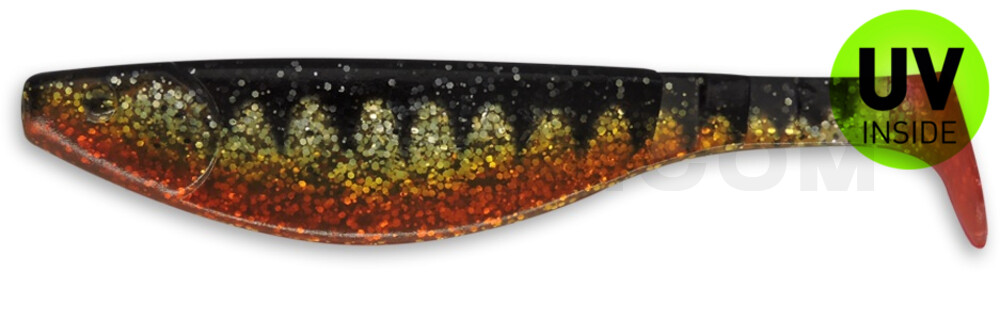 Kopyto-River Nature 6" (ca. 16,0 cm) klar silber Glitter / Zander / Bauch: orange / Red Tail