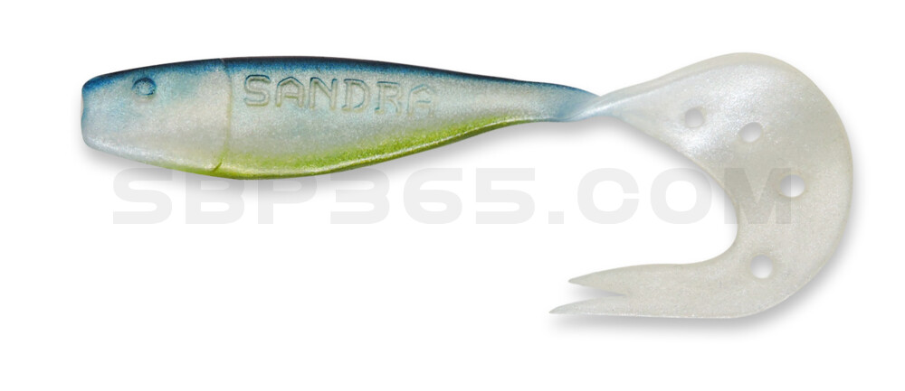 perlweiss / blau / Bauch: grün Sandra 9" (ca. 23 cm)