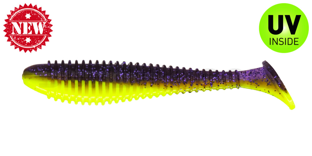 Pro Swimmer 2,8" (ca. 7 cm) im Hartschalenblister Purple Glitter/Opaque Chartreuse