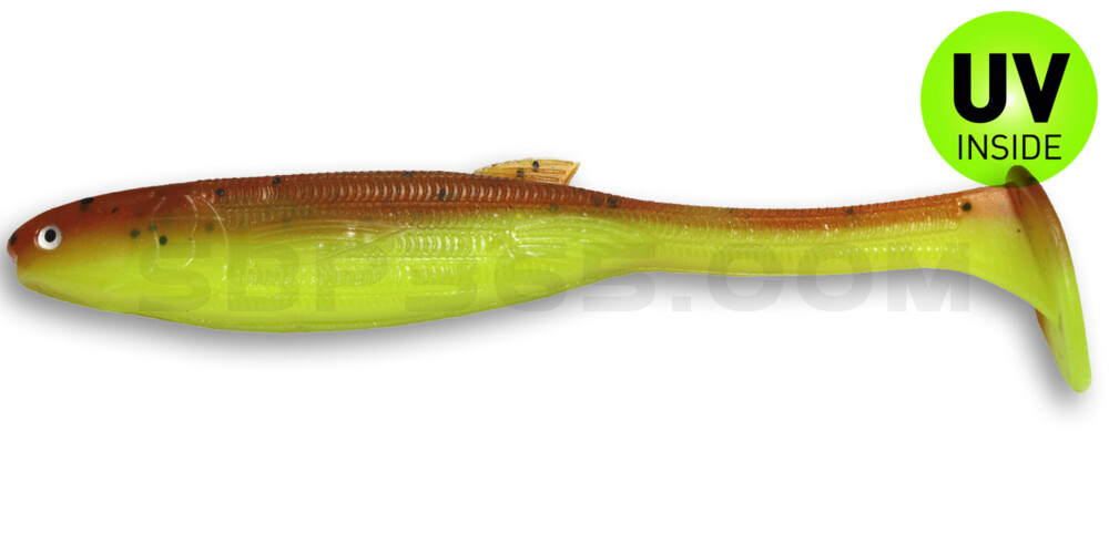 Jerky J Swim Laminat 5" (ca. 12,5 cm) im Hartschalenblister Chartreuse Brown