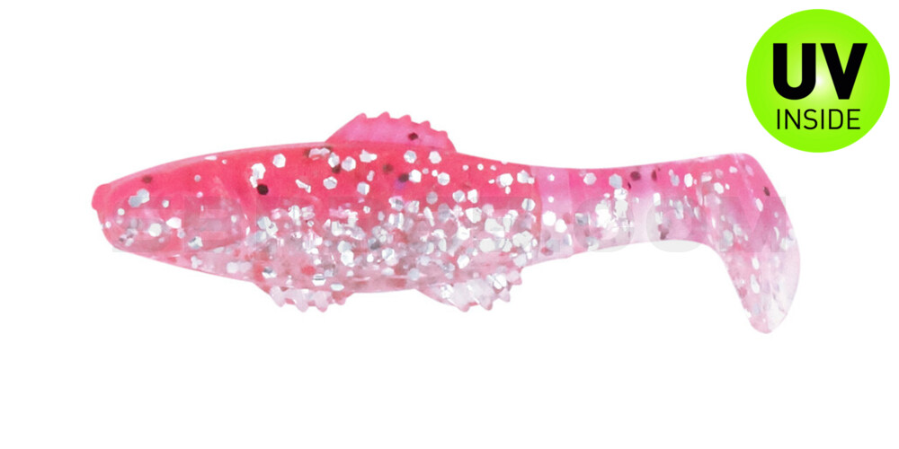 Killer Shad 2" (ca. 5,0 cm) klar silber Glitter / hot pink Glitter