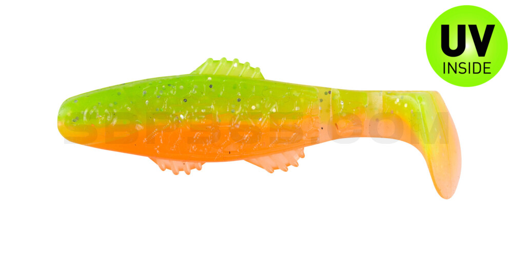 Killer Shad 2" (ca. 5,0 cm) orange-Glitter / fluogrün-Glitter