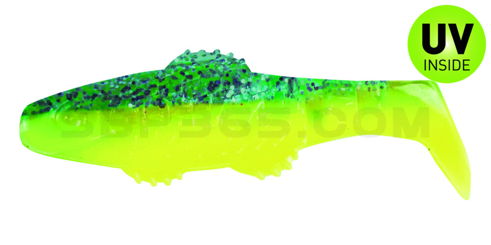 Killer Shad 3" (ca. 8,0 cm) fluogelb / sky-blue Glitter