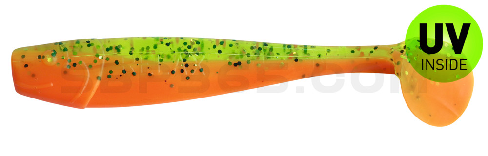 King-Shad 3" (ca. 8,0 cm) orange-Glitter / fluogrün-Glitter