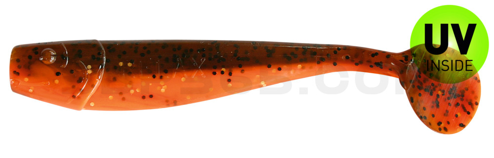 King-Shad 4" (ca. 11,0 cm) im Original Relax ZIP BAG orange glitter / olivebraun glitter