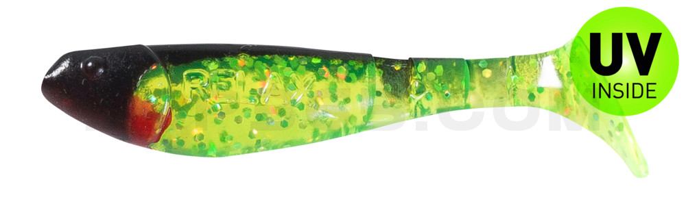 Kopyto-Classic 2,5" (ca.7 cm) im Original Relax ZIP BAG grün(chartreuse)-Glitter / schwarz