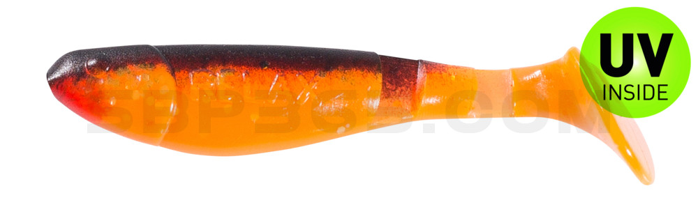 Kopyto-Classic 2,5" (ca.7 cm) im Original Relax ZIP BAG klar fluoorange-Glitter / schwarz