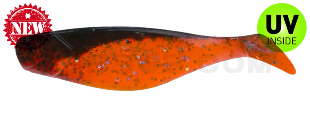 Shad 3" (ca. 8,0 cm) klar fluoorange-Glitter / schwarz