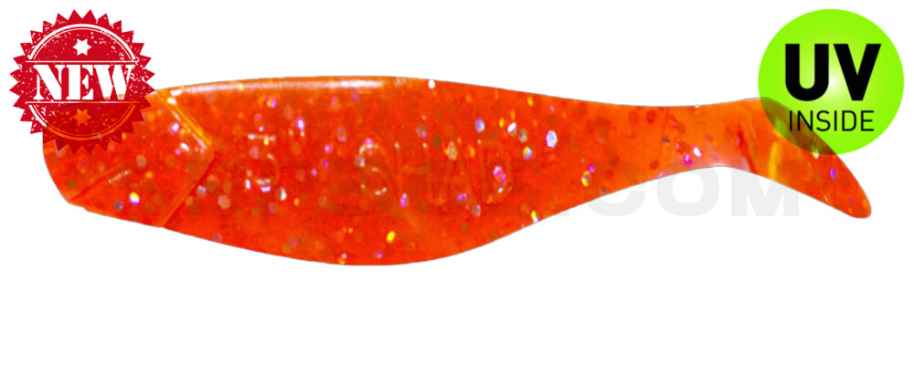 Shad 3" (ca. 8,0 cm) klar fluoorange-Glitter