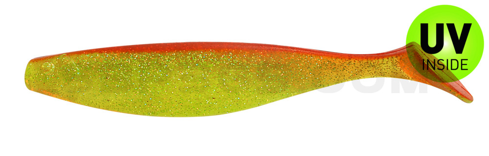 ShadXperts´ Xtra-Soft 7" (ca. 18,0 cm) grün chartreuse glitter / rot