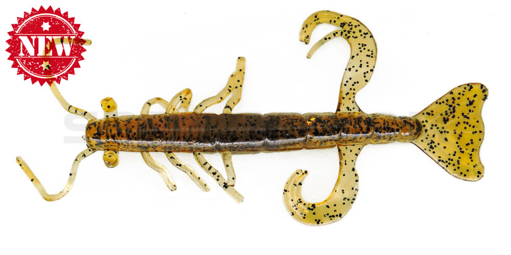 Shrimp 3" (ca. 8,0 cm) klar bernstein-schwarz glitter