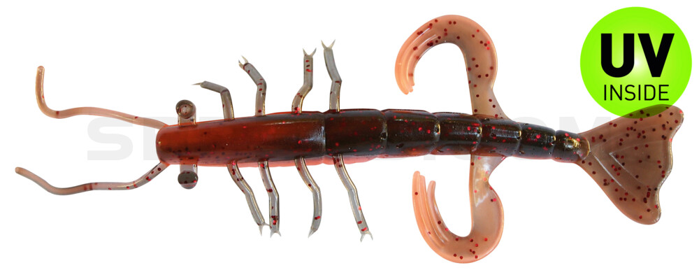 Shrimp 3" (ca. 8,0 cm) orange-Glitter / olivebraun-Glitter