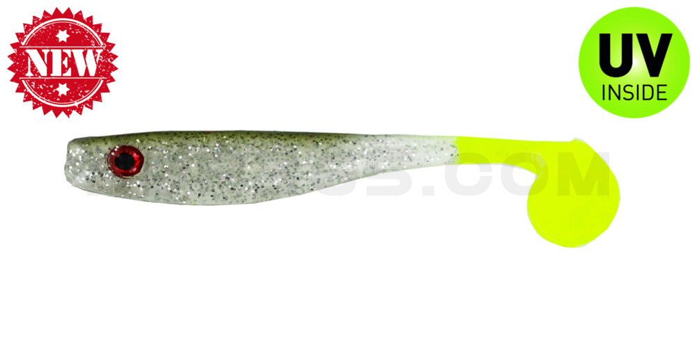 Suicide Shad 3,5" (ca. 9 cm) im Hartschalenblister Chicken on a Chain on Glow