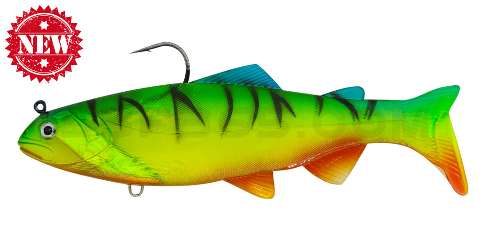 SX Bass Hunter´s Amerikaner 8" (ca. 20cm) Yellow Fire Tiger M -  medium fall 2,5 m - 5 m