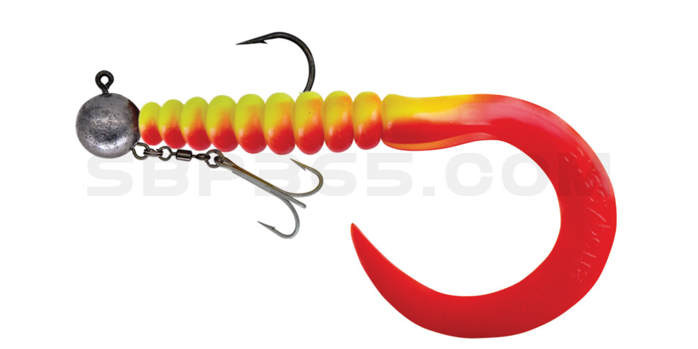 SX XXL Grub 11" (ca. 27 cm) fluogelb / rot, montiert HMEG 16/0 240g, mit Beihänger