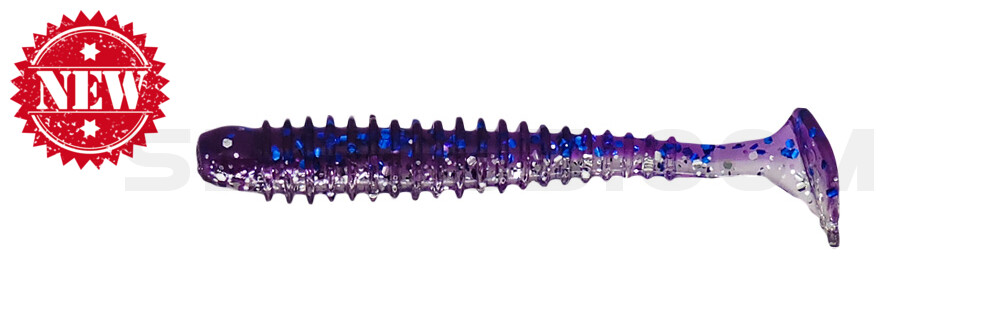 Texas 2,5" (ca. 6,5 cm) klar silber Glitter / violett-electric blue Glitter