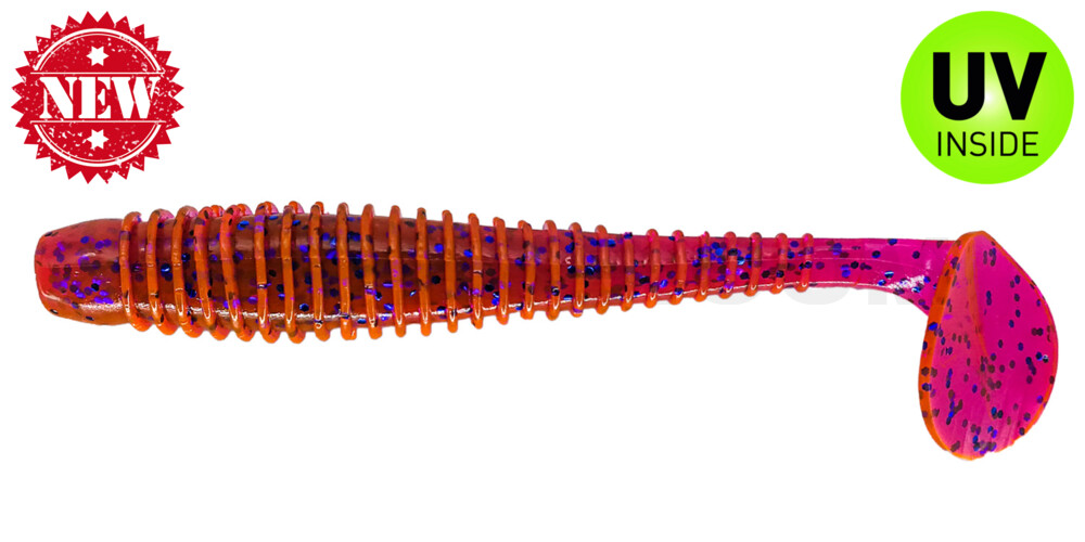 Texas 5" (ca. 13 cm) im Original Relax ZIP BAG crawfish-violett-electric blue-Glitter