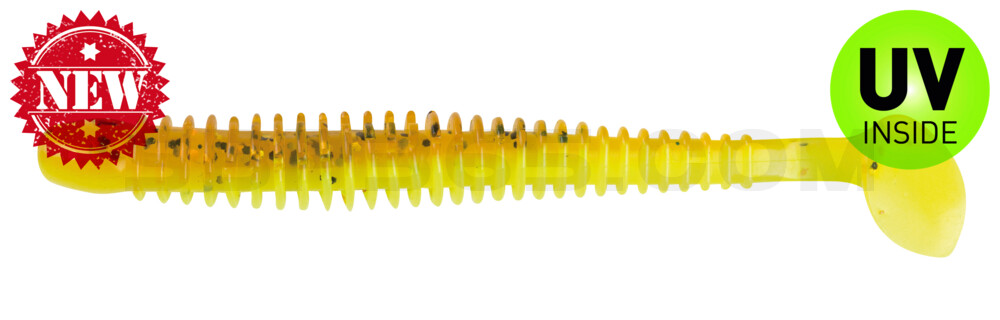 Texas 5" (ca. 13 cm) im Original Relax ZIP BAG fluogelb  / olivebraun-Glitter