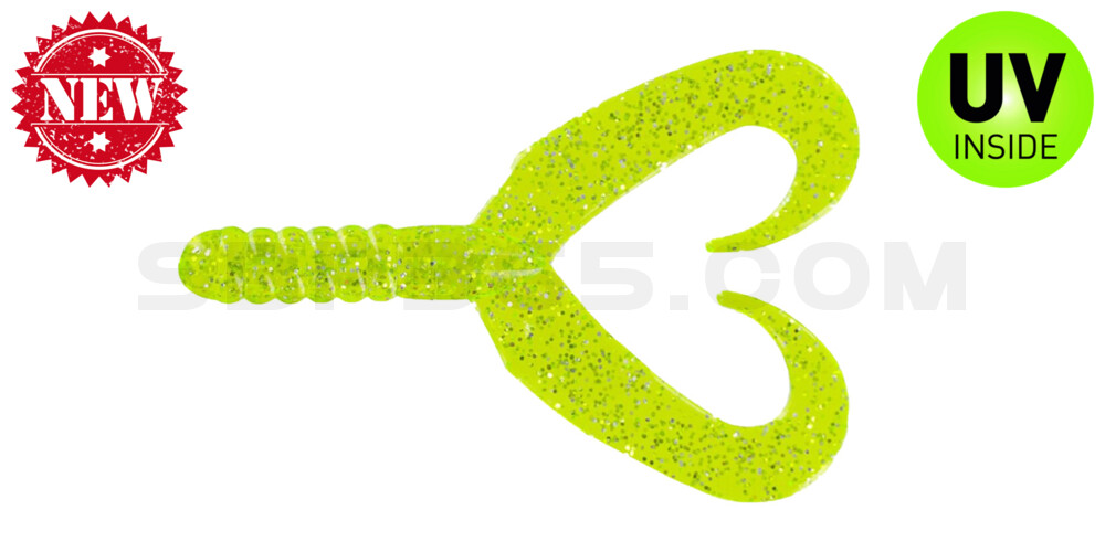 Twin Tail Grub 2,75" (ca. 7 cm) grün (chatreuse) - Glitter