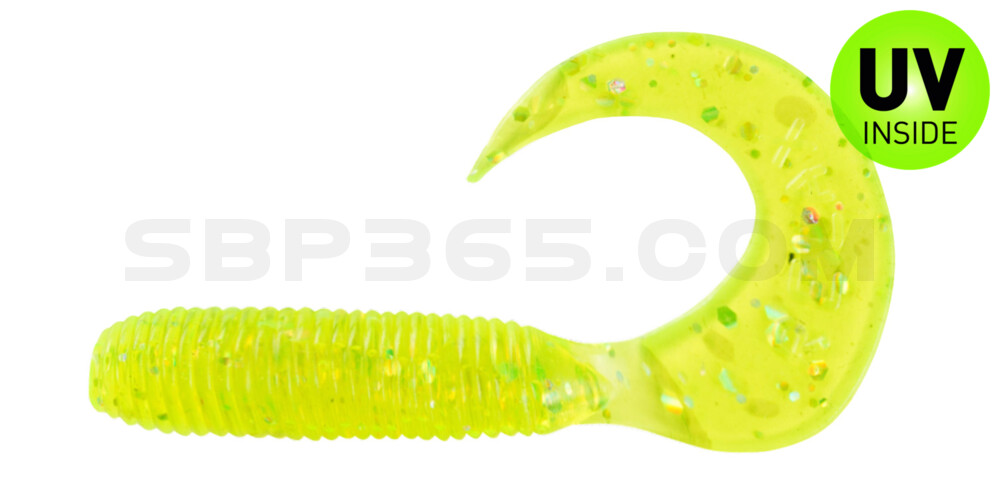 Twister 2,5" regulär (ca. 6,0 cm) grün(chartreuse) glitter