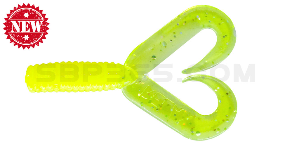 Twister 2" Doubletail regulär (ca. 4,5 cm) fluogelb / chartreuse-glitter