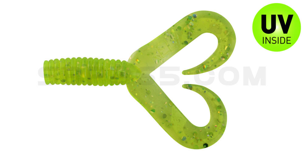 Twister 2" Doubletail regulär (ca. 4,5 cm) grün(chartreuse) glitter