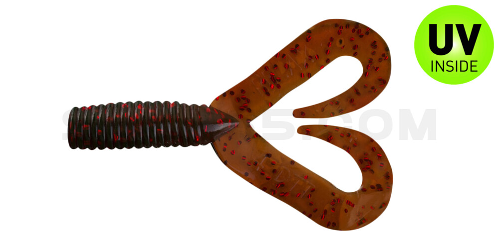 Twister 2" Doubletail regulär (ca. 4,5 cm) motoroil rot Glitter