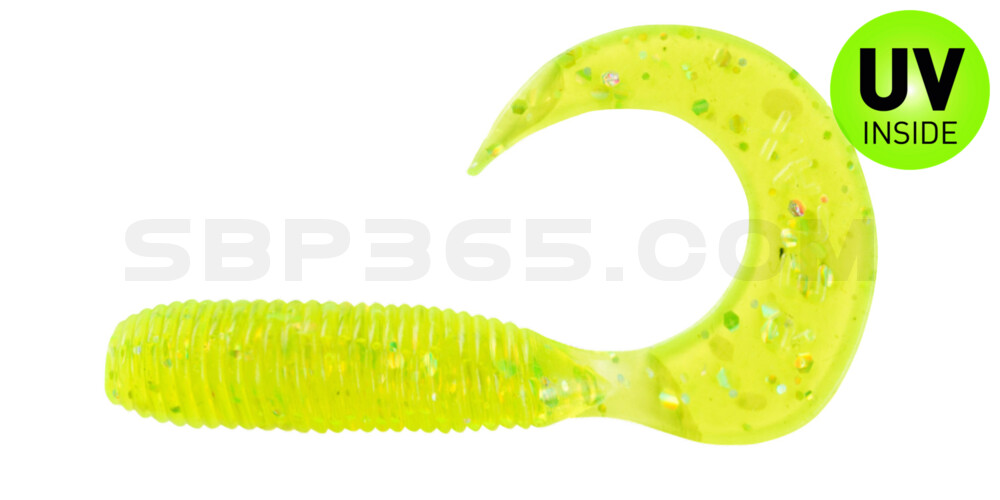 Twister 2" regulär (ca. 4,5 cm) grün(chartreuse) glitter