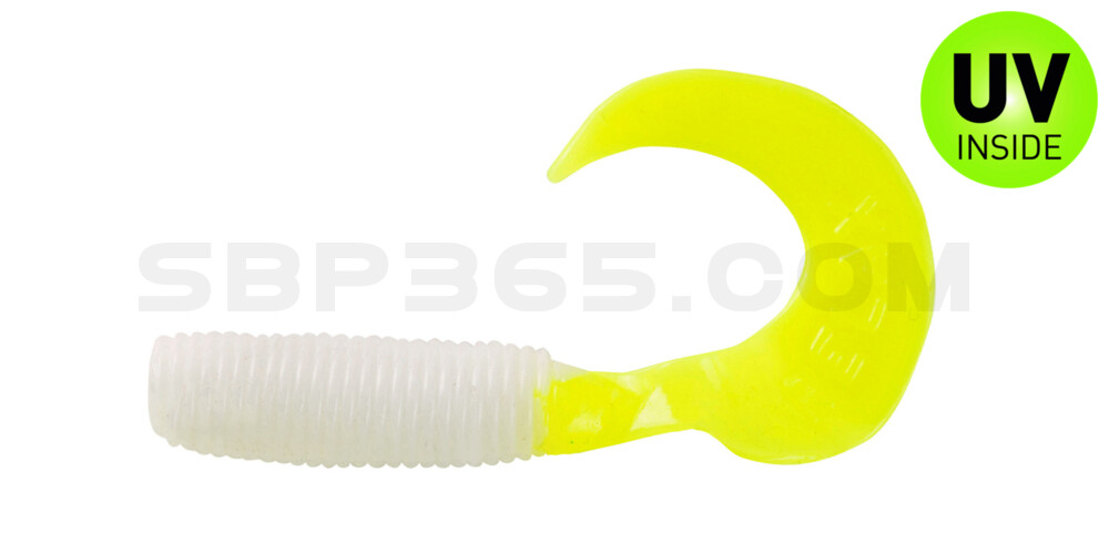 Twister 2" regulär (ca. 4,5 cm) reinweiß / fire tail