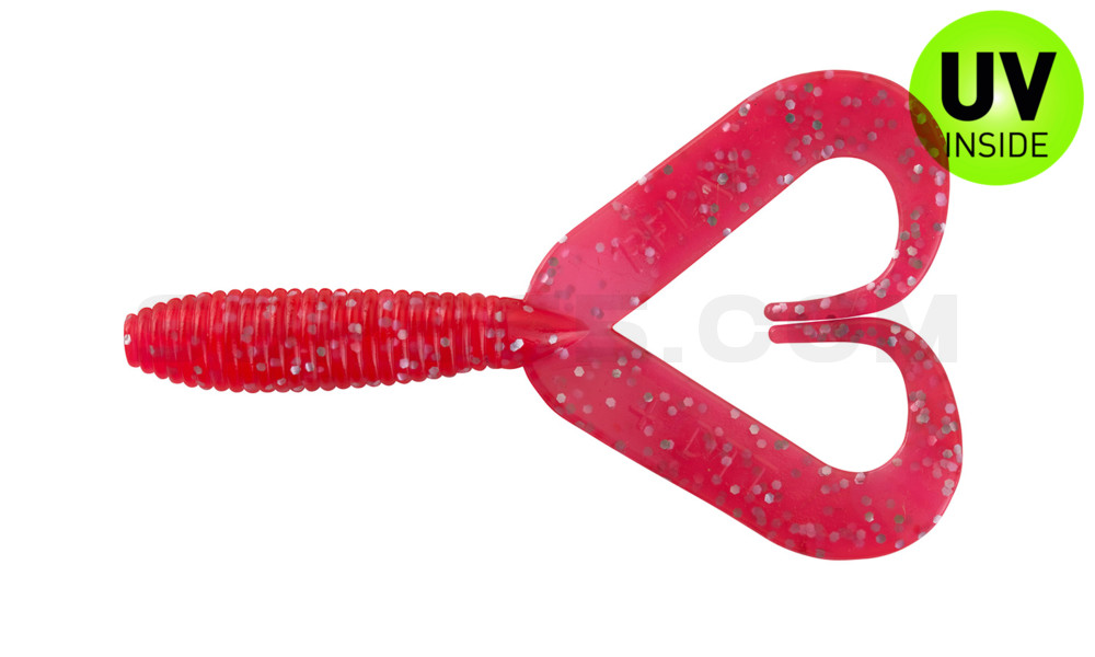 Twister 3" Doubletail regulär (ca. 9,0 cm) feuerrot glitter