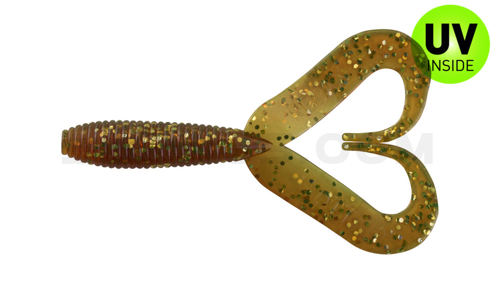 Twister 3" Doubletail regulär (ca. 9,0 cm) motoroil gold glitter