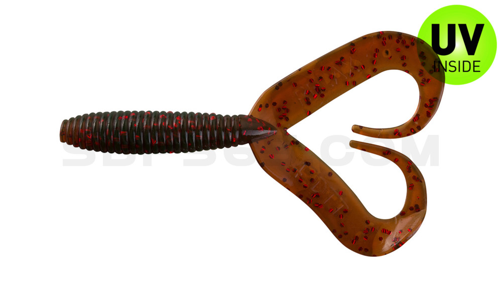 Twister 3" Doubletail regulär (ca. 9,0 cm) motoroil rot Glitter