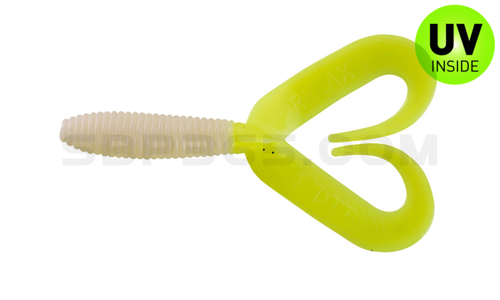 Twister 3" Doubletail regulär (ca. 9,0 cm) reinweiß / fire tail