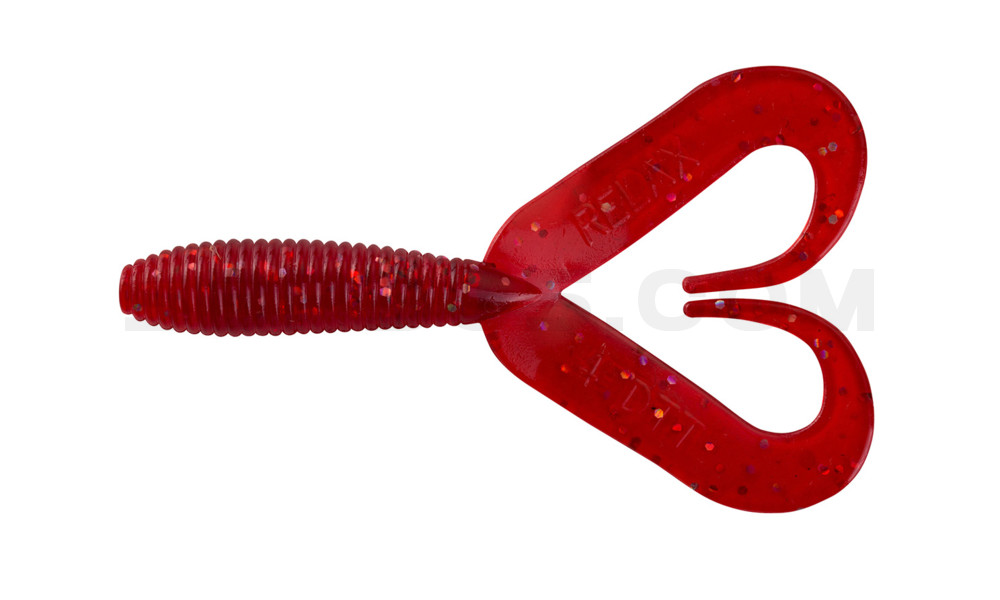 Twister 3" Doubletail regulär (ca. 9,0 cm) rot transparent glitter