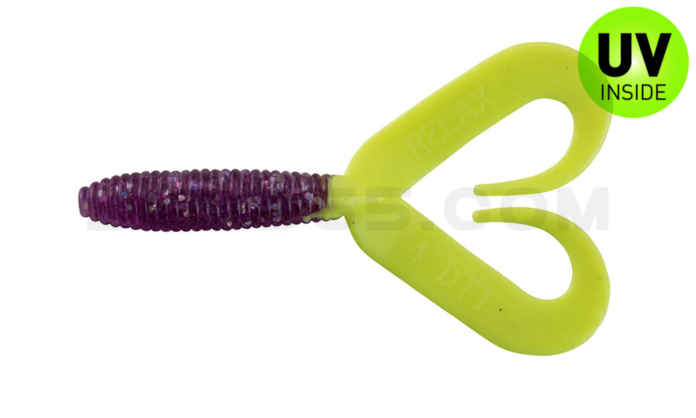 Twister 3" Doubletail regulär (ca. 9,0 cm) violett transparent glitter / fire tail
