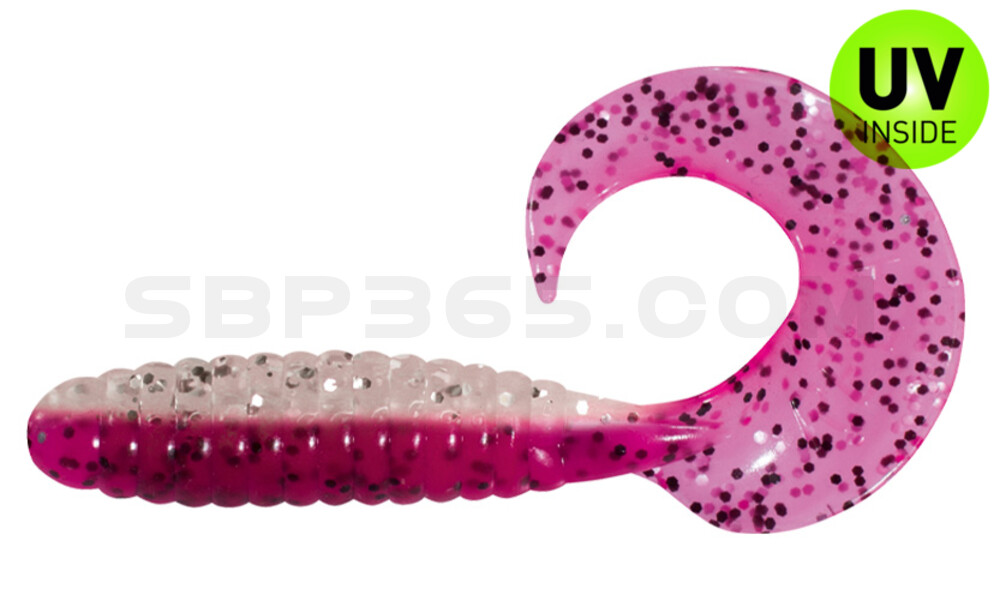 Twister 4" laminiert (ca. 8,0 cm) klar silber Glitter / hot pink Glitter