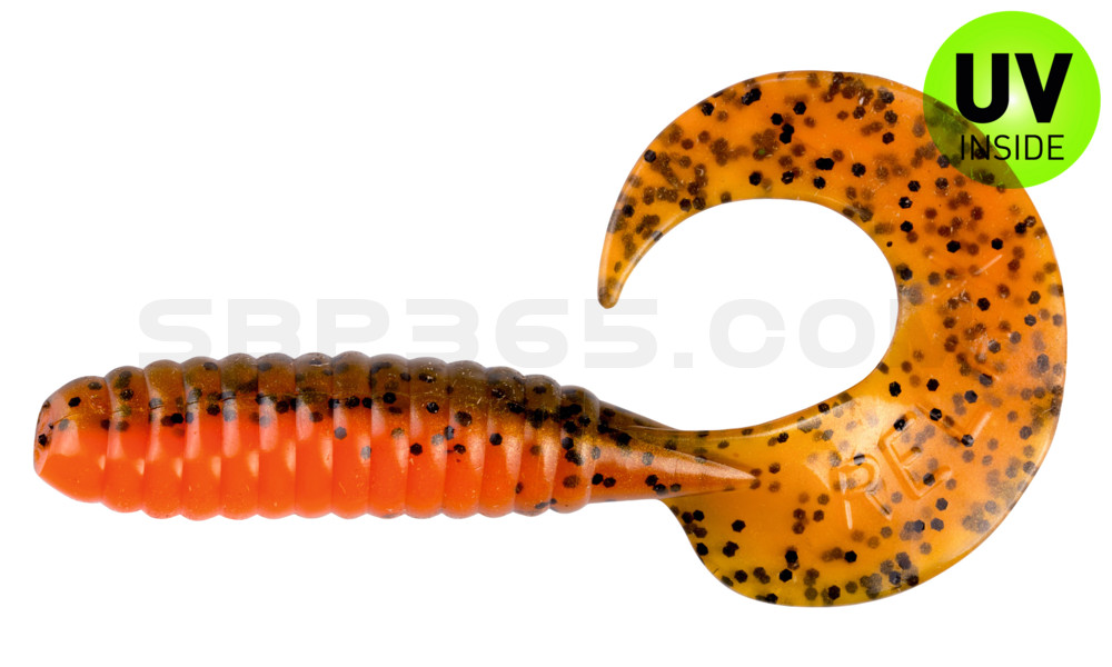 Twister 4" laminiert (ca. 8,0 cm) orange-Glitter / olivebraun-Glitter