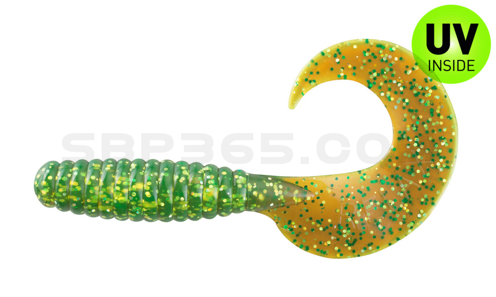Xtra Fat Grub 5,5" laminiert (ca. 13,0 cm) grün (chartreuse)-glitter / motoroil glitter