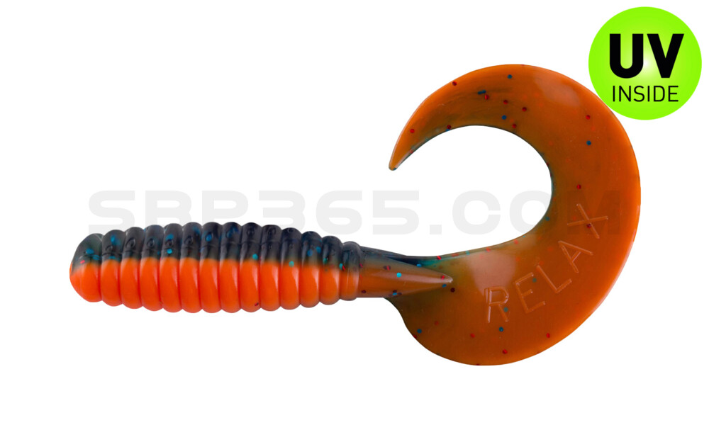 Xtra Fat Grub 5,5" laminiert (ca. 13,0 cm) orange / blau-rot glitter