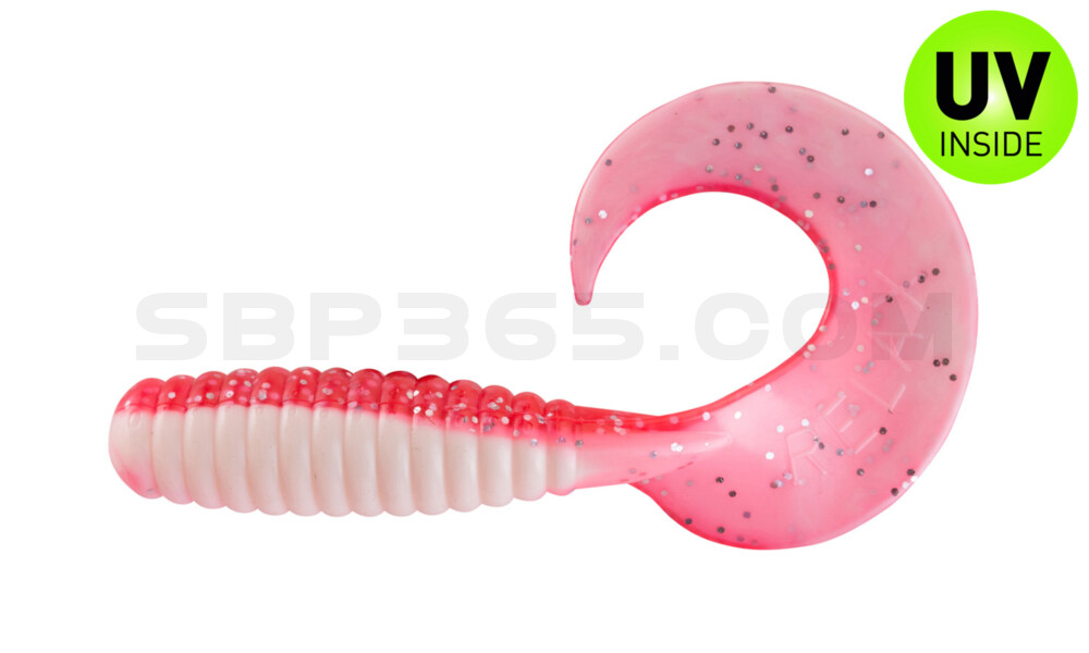 Xtra Fat Grub 5,5" laminiert (ca. 13,0 cm) reinweiss / feurrot glitter