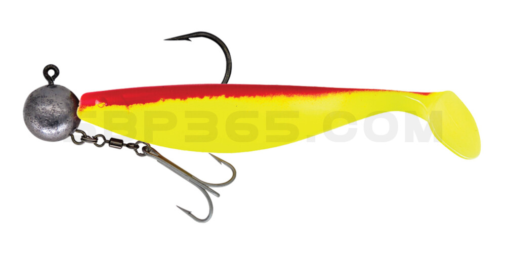 Xtra-Soft 9" (ca. 23,0 cm) fluogelb / rot, montiert HMEG 16/0 240g mit Beihänger