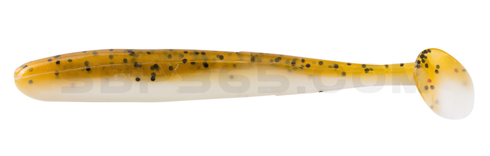 Bass Shad 3“ (ca. 7,5 cm) reinweiss / olivebraun-Glitter