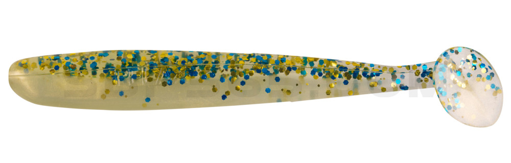 Bass Shad 3“ (ca. 7,5 cm) goldperl / klar blau Glitter