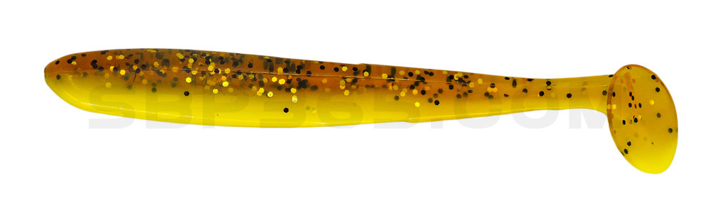 Bass Shad 4,5“ (ca. 13 cm) gelb / motoroil Glitter