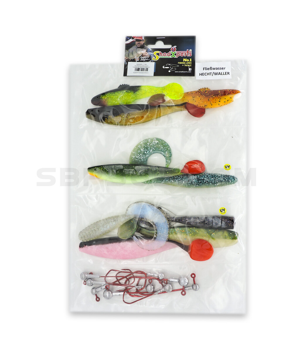 ShadXperts target fish set current water pike/catfish - ca. 10 shads/8 jigs