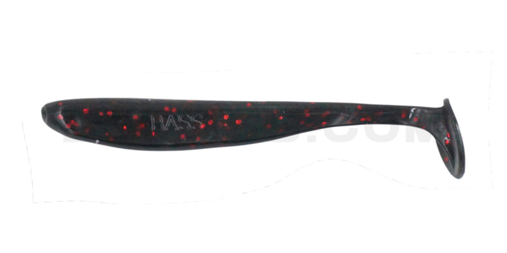 Bass Shad 2.5“ (ca. 7 cm) schwarz-rot-Glitter
