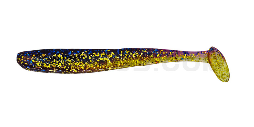 Bass Shad 4,5“ (ca. 13 cm) klar gold Glitter  / violett-electric blue Glitter