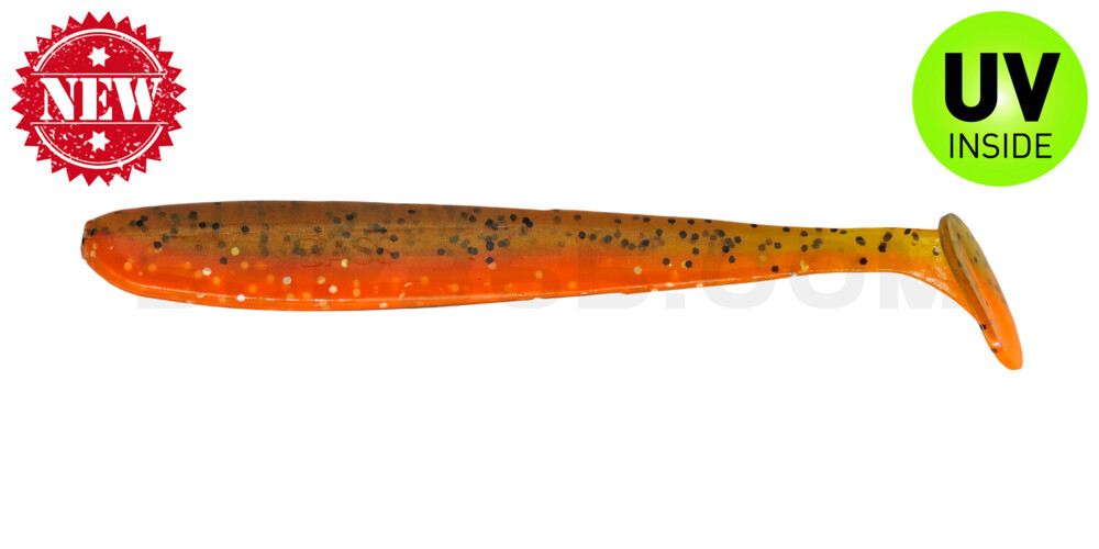 Bass Shad 4,5“ (ca. 13 cm) orange-Glitter / olivebraun-Glitter